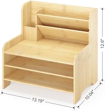 Bamboo File Organizer for Desk, Desktop Paper Tray and Mail Holder - Image 5