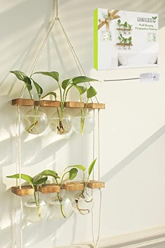 Renmxj Plant Propagation Station Wall Hanging with 2 Tiered Wooden Stand by Renmxj