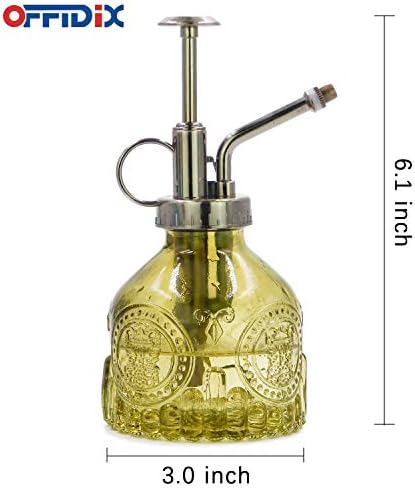 OFFIDIX Plant Mister, Small Watering Can Indoor 6.3" Tall Vintage Plant Spritzer Watering Can, Succulent Watering Bottle with Plastic Top Pump Glass Spray Bottle for Indoor Potted Plants (Olive Green) - Image 2