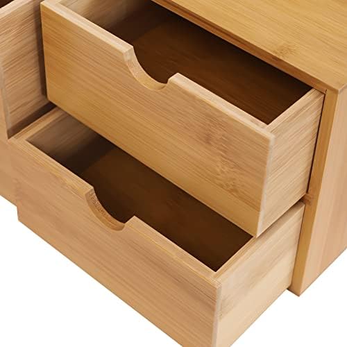 Bamboo Desk Organizer, Wood Desktop Storage Box for Office Supplies, Cosmetics, Stationery, No Assembly Desktop Organizers and Accessories for Home, Office, Study Table (3 Drawers-A) - Image 7