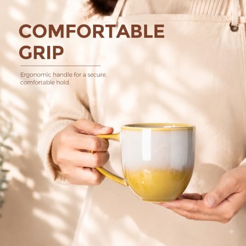 theterra Ceramic Coffee Mugs Set of 6, 12 oz Coffee Cups with Handle - Image 7