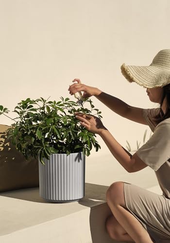 Veradek Demi Series Round Planter for Porch, Patio, Backyard | Durable Plastic-Concrete Material | Modern Décor for Tall Plants, Flowers - Image 5
