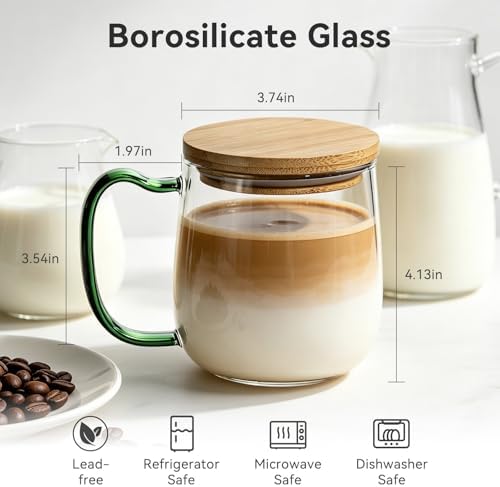COMI 23 oz Large Glass Coffee Mugs Set of 2,Clear Coffee Cups with Colorful Handles, Hand Blown & Seamless Design, Heat Resistant and Explosion-Proof, Lightweight Tea Mugs for Home,Cafe - Image 2