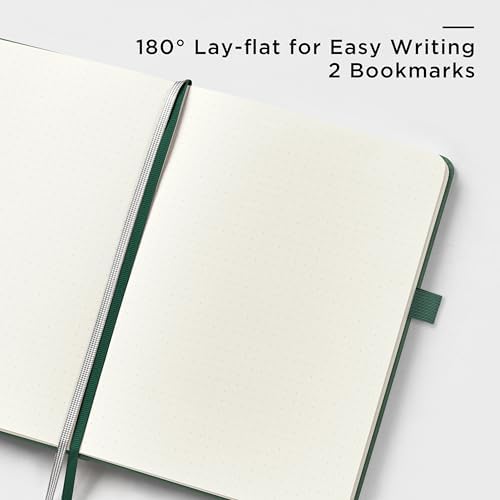 &And Per Se Dotted Journal Notebook (5 Packs), A5 Hardcover Leather Dotted Journal, 160 Pages 100 gsm Thick Paper, 3 Sheets of Stickers Included- 5.7'' x 8'' (Green - Image 3