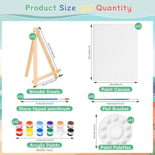 120pcs 8x10 Inch Painting Supplies Kit, 12 Colors Mini Acrylic Paint Set - Image 3