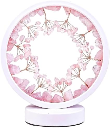 Runyangshi Lotus Lamp Natural Crystal Lamp, Tree of Life 3 Color Dimmable Crystal Wreath Light, Table Decor Spiritual Housewarming Gift(Rose Quartz) by Runyangshi