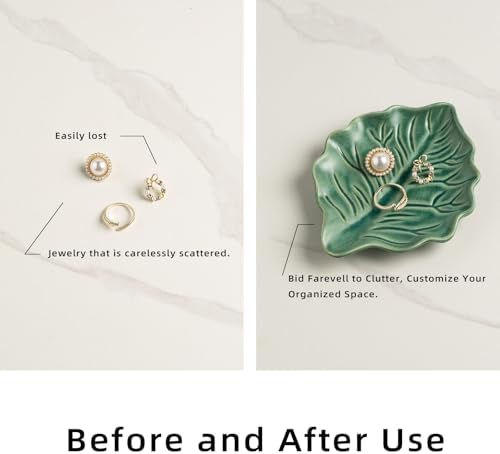 Reactive Glaze Leaf Ring Dish, Trinket Tray with Gift Box - Image 5