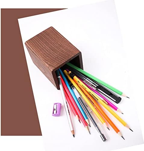 Wooden Pencil Holder, Stationery Organizer, Square Pen Cup Holder, Black Walnut Wood, Handwork, Desk Decoration, for Stationery, Make up Brushes, Desks, Offices (Brown) - Image 4