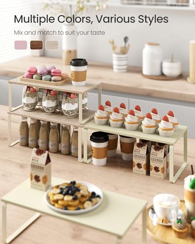 SONGMICS Cabinet Organizer Shelf, Set of 2 Spice Rack, Kitchen Storage - Image 3