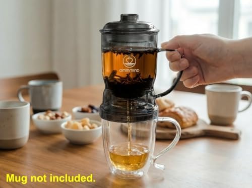 Glass Tea Infuser, Easy Drain for Loose Leaf, 15.2 oz, Black - Image 3