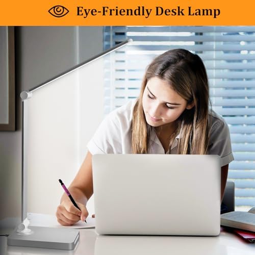 Dott Arts LED Desk Lamp with USB Ports,Touch Desk Lamps for Home Office with 5 Color Modes,3 Brightness Desk Light with Small Night Light,Reading Lamp Table LED Lamp for Bedroom Bedsid Study Sliver - Image 5