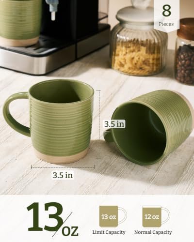 famiware Coffee Mugs Set of 8, 13 oz Mug Set, Ceramic Cup Set with Handle - Image 3