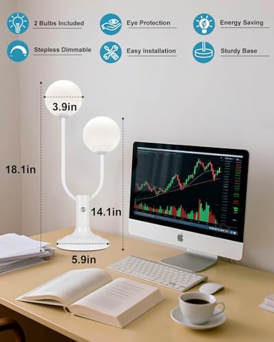 Lightdot Globe Table Lamp Mid Century Modern White Small Desk Lamp - Image 5