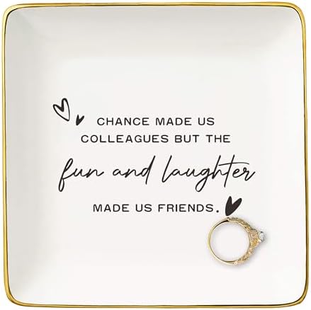 NZY Office Friendship Gift,Colleague Appreciation Gift,Co-worker Retirement Keepsake,Friends Leaving,Goodbye,Promotion,Farewell Present-Jewelry Tray Trinket Holder Ring Dish-Chance Made Us Colleagues by NZY