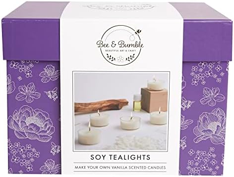 Bee & Bumble Make Your Own Soy Tealights, Set of 4, Craft Kit Set, DIY, Art and Crafts, Wax, Unique Gift by Unknown