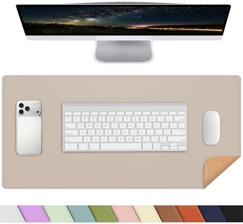 AFIING Desk Mat, Beige, 23.6" x 13.8", Desk Pad Protector by AFIING