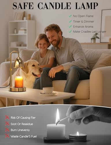 Candle Warmer Lamp with Timer Dimmable, Lamp Candle Warmer Birthday Gifts for Women, Black Adjustable Wax Melter Warmer for Jar Candles, House Warming Gift Home Decor - Image 6