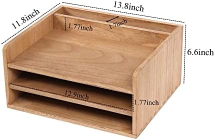 DDYURI 3 Tier Desktop Letter Tray for Office Desk Organizer and Accessories - Wood File Folder Holder for Paper Document Organizer Mail Sorter Workspace Counter Storage Book Shelf Light WJJ3K-LT - Image 5