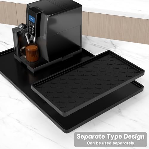 Rnivvi Silicone Coffee Mat, 16" x 24" Waterproof Raised Edge Coffee Bar Mats for Espresso Machine Station Accessories, Heat Resistant Detachable Dish Drying Pad for Kitchen Counter, Dish Rack, Black - Image 3