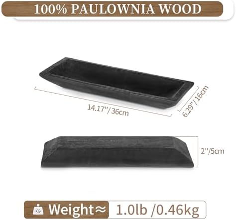 Hanobe Wood Decorative Bowl for Coffee Table Entryway Decor, Rustic Black - Image 5