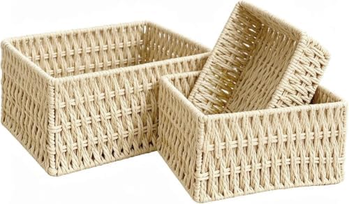 Small Wicker Basket for Counter, Woven Storage basket Set of 3 by Unknown