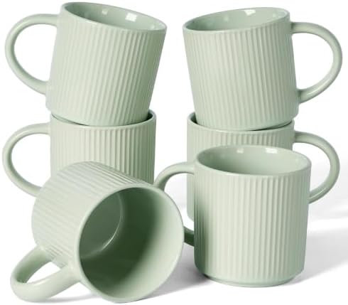 famiware Coffee Mug Set of 6, Star 12 oz Ceramic Mugs Cups Set with Handle by Famiware