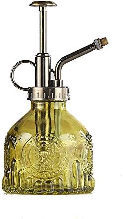 Plant Mister Glass Spray Bottle Small Plant Watering Can 6.4" Tall Retro Indoor Watering Can Bronze Plastic Top Pump for Garden Indoor Plant Sprayer by RUIFVJ