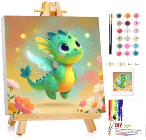 Mandun Dragon Paint by Numbers Kit for Kids, 8x8 inch by MANDUN