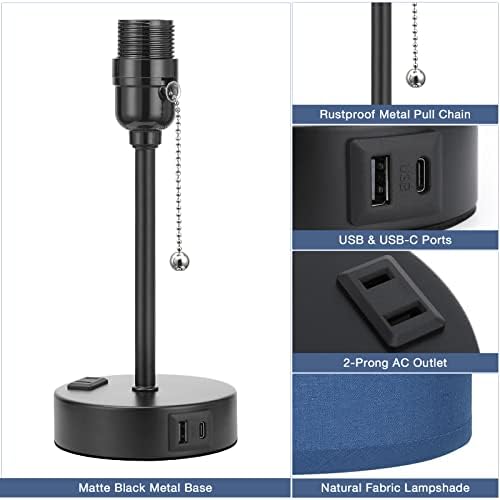 Small Bedside Table Lamp for Bedroom - Desk Lamp with USB Ports for Dorm - Image 5