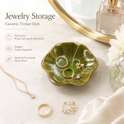 Green Ceramic Lotus Leaf Jewelry Dish Tray,Ring Dish Trinket Tray - Image 3