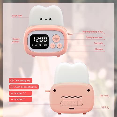 QANYI Timer Clock Night Light for Kids, Tiny Hand Size Portable LED Clock Lamp Kids Desktop Timer for Toothbrush, Learning, Exercise, Bathroom, Oven, Baking, Cooking, Table, Bedroom, Kitchen - Image 6