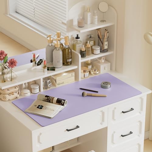 Aothia Faux Leather Desk Mat – Large Mouse Pad, Non-Slip PU Leather Blotter, Waterproof Writing Surface for Office and Home (Lavender, 47.2" x 23.6") - Image 6