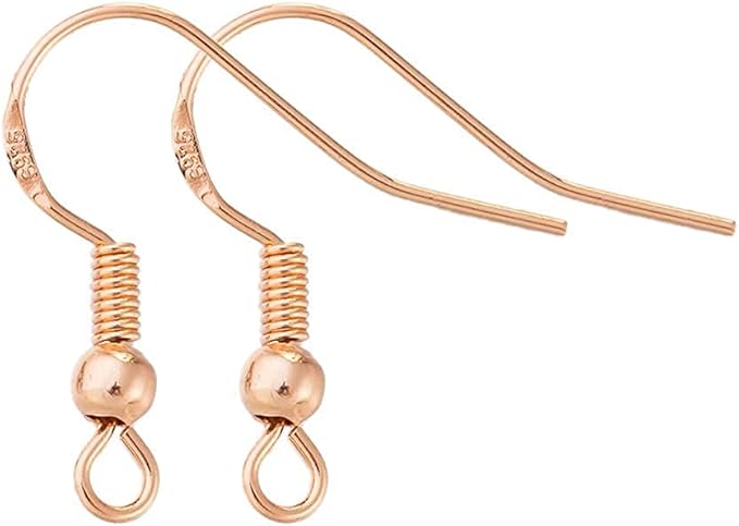 Rose Gold Earring Hooks - 120 PCS/60 Pairs Hypo-allergenic Rose Gold Plated Ear Wires Fish Hooks for Jewelry Making, Jewelry Findings Parts with 120 PCS Rubber Earring Backs Stopper for DIY Earrings