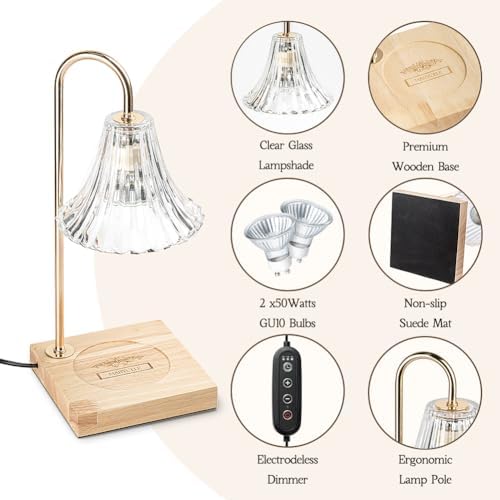 Marycele Candle Warmer Lamp with Timer, Dimmable Flower Wax Melter for Home - Image 2