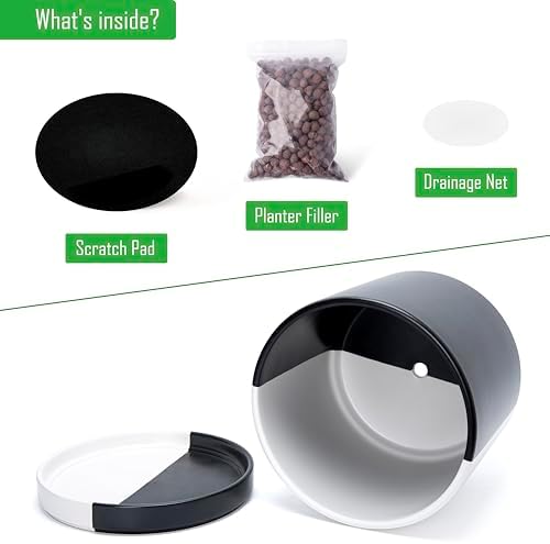 D'vine Dev 12 Inch Ceramic Planter Pot, Black White Split, 94-O-F-0 - Image 4