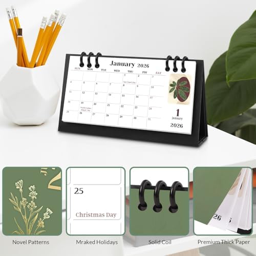 Small Desk Calendar 2026-2027, Desktop Calendar 18 Months - Runs From July 2026 Until Dec. 2027, Mini Standing Flip Calendar for Home, School and Office Supplies, 6.3" x 3.1" - Image 2