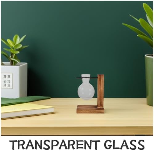 Wood Hydroponic Glass Vase with Stand for Plant Propagation - Image 3
