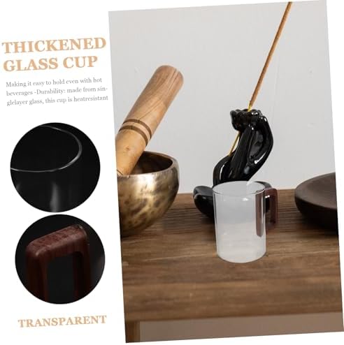 Clear Glass Coffee Cup with Wooden Handle Mug for Tea Latte and Espresso Beverages Minimalist Design for Everyday Use - Image 6
