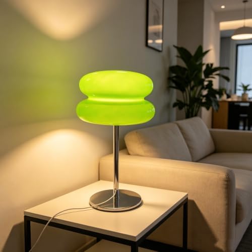 Bedroom Mushroom lamp, Medieval Modern Bedside Table lamp for Night Stands, Vintage dimmable Small Lamps, Cute Cool Desk Lamps Home Room Aesthetic Decor for Living Room(Green) by Unknown