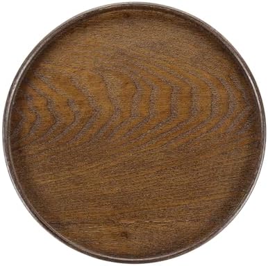 Wooden Serving Tray Round Wood Serving Tray Decorative Platter, 8.3 Inch Fit for Home Decor Kitchen Coffee Table Candle Holder, (Brown) by YELARXI