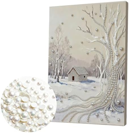DIY Pearl Painting with Frame, Creative Design, Handmade Stress-Relieving Home Wall Decoration, Includes Frame and Tools-Snow Scene-2 - Image 6