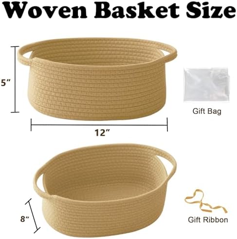Woven Rope Basket - Baby Gift Basket with Bag & Ribbon - Image 2