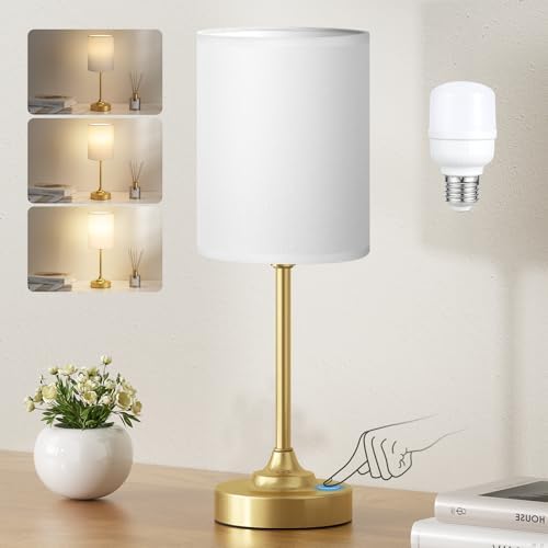 Fenmzee Gold Bedside Lamp for Bedroom - 3-Way Dimmable Touch Table Lamp by Fenmzeelighting