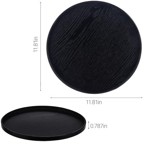Round Trays Home Decor, 11.8" Large Round Wood Tray for Ottoman, Large Tray for Ottoman Coffee Table Candle Holder, Wooden Serving Decorative Trays for Home Kitchen - Image 2