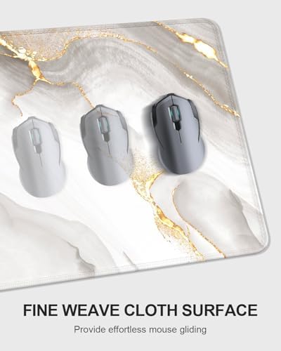 Auhoahsil Large Mouse Pad with Wrist Rests for Keyboard & Mouse, Thick Soft Ergonomic Memory Foam Wrist Supports, Big & Long Desk Mat 35.5 x 15.7 in, for Office Gaming Computer, White Gold Marble - Image 4