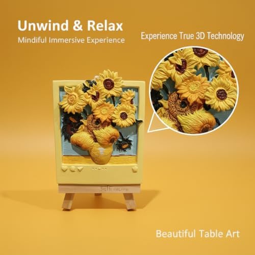 Dumblings 3D Painting Kit – DIY Coloring with Acrylic Paints & Brushes, Relaxing Mindful Craft for Home Decor or Fridge Magnet, Gift for Kids & Adults (Sunflower) - Image 3