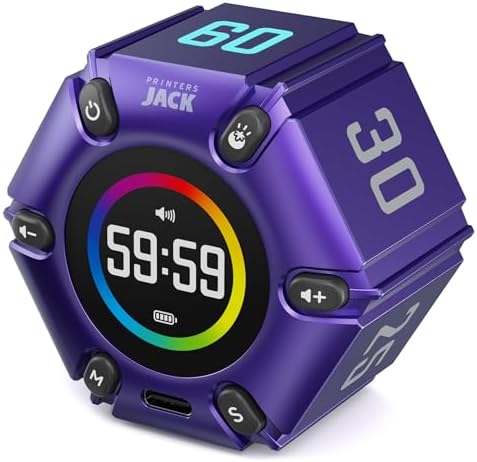 Flip Pomodoro Timer with 3/5/10/25/30/60min, Mute &Vibration &Sound Alarm by PrintersJack