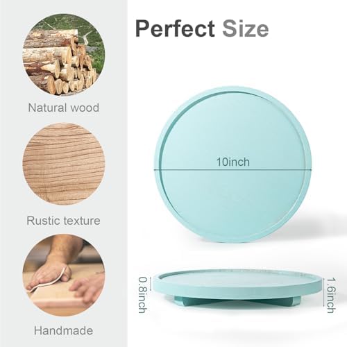 Round Decorative Tray Farmhouse Kitchen Decor Soap Dish, 10" Light Blue - Image 5