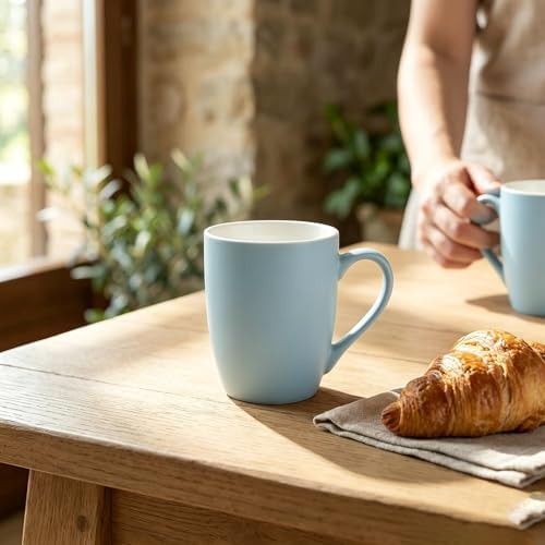 6-Piece 12oz Ceramic Coffee Mugs with Handles, Microwave & Dishwasher Safe, Ideal for Latte, Cappuccino and Hot Tea(Blue) - Image 6