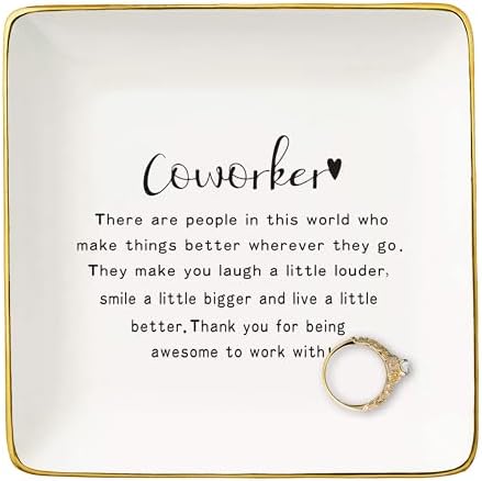 Ceramic Jewelry Tray Trinket Holder Ring Dish for Coworker, Promotion, Retirement, Farewell, Goodbye, Leaving New Job Gifts for Coworker Woman, Colleague Appreciate Birthday by NZY